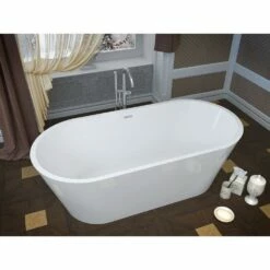 ANZZI Dover Series FT-AZ009 5.6 Ft. Acrylic Center Drain Freestanding Bathtub In Glossy White -Hansgrohe Shop FT AZ009 4 08d44727 2d4e 41bf 8349 3d3d1acaaa60
