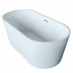 ANZZI Dover Series FT-AZ009 5.6 Ft. Acrylic Center Drain Freestanding Bathtub In Glossy White