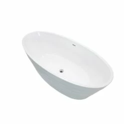 ANZZI Nimbus Series FT-AZ068 5.6 Ft. Acrylic Center Drain Freestanding Bathtub In Glossy White -Hansgrohe Shop FT AZ068 3