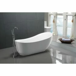 ANZZI Talyah Series FT-AZ090 5.92 Ft. Freestanding Bathtub In White -Hansgrohe Shop FT AZ090 3