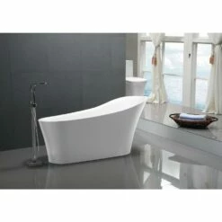 ANZZI Maple Series FT-AZ092 5.58 Ft. Freestanding Bathtub In White -Hansgrohe Shop FT AZ092 3