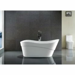 ANZZI Kahl Series FT-AZ094 5.58 Ft. Freestanding Bathtub In White -Hansgrohe Shop FT AZ094 3
