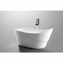 ANZZI Kahl Series FT-AZ094 5.58 Ft. Freestanding Bathtub In White -Hansgrohe Shop FT AZ094 5