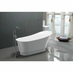 ANZZI Prima Series FT-AZ095 5.58 Ft. Freestanding Bathtub In White -Hansgrohe Shop FT AZ095 3