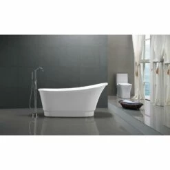 ANZZI Prima Series FT-AZ095 5.58 Ft. Freestanding Bathtub In White -Hansgrohe Shop FT AZ095 6