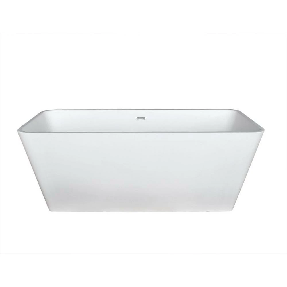 ANZZI Cenere Series 4.9 Ft. Man-Made Stone Classic Freestanding Flatbottom Non-Whirlpool Bathtub In Matte White With Freestanding Faucet 8 ANZZI Cenere Series 4.9 Ft. Man-Made Stone Classic Freestanding Flatbottom Non-Whirlpool Bathtub In Matte White With Freestanding Faucet - Image 8