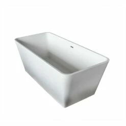ANZZI Cenere Series FT-AZ501 4.9 Ft. Man-Made Stone Center Drain Freestanding Bathtub In Matte White