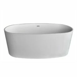 ANZZI Roccia Series FT-AZ505 5.1 Ft. Man-Made Stone Center Drain Freestanding Bathtub In Matte White -Hansgrohe Shop FT AZ505 3 37e12e10 6c8b 4e7a b71c 59f5e2407827