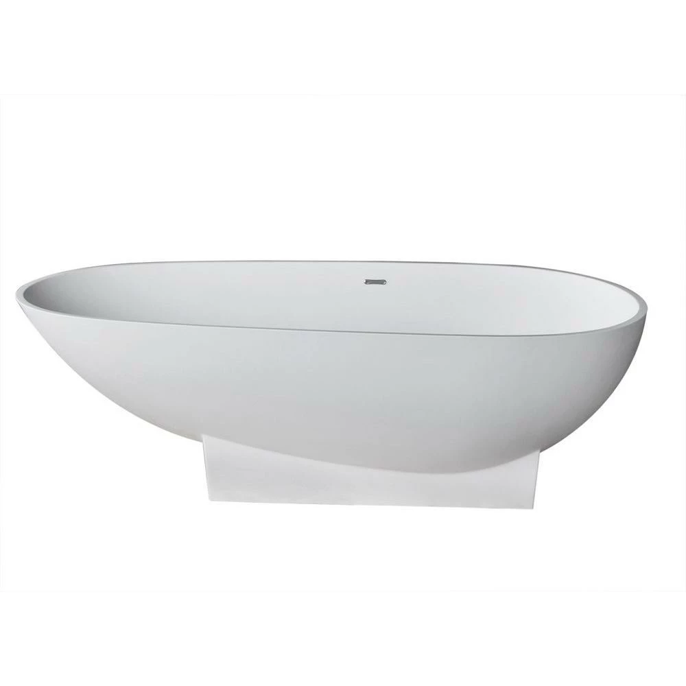 ANZZI Volo Series 5.9 Ft. Man-Made Stone Classic Freestanding Flatbottom Non-Whirlpool Bathtub In Matte White With Freestanding Faucet 4 ANZZI Volo Series 5.9 Ft. Man-Made Stone Classic Freestanding Flatbottom Non-Whirlpool Bathtub In Matte White With Freestanding Faucet - Image 4