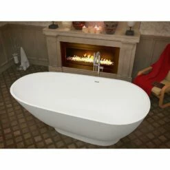 ANZZI Volo Series FT-AZ506 5.9 Ft. Man-Made Stone Center Drain Freestanding Bathtub In Matte White -Hansgrohe Shop FT AZ506 4 da3e3353 98cc 40c0 9027 afd00b4134ef