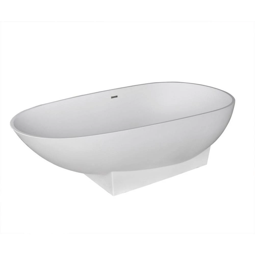 ANZZI Volo Series 5.9 Ft. Man-Made Stone Classic Freestanding Flatbottom Non-Whirlpool Bathtub In Matte White With Freestanding Faucet 2 ANZZI Volo Series 5.9 Ft. Man-Made Stone Classic Freestanding Flatbottom Non-Whirlpool Bathtub In Matte White With Freestanding Faucet - Image 2