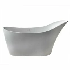 ANZZI Alto Series FT-AZ507 5.6 Ft. Man-Made Stone Center Drain Freestanding Bathtub In Matte White -Hansgrohe Shop FT AZ507 3 b659121e 267f 4fec a7a4 2820d7fdbcdb