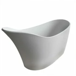 ANZZI Alto Series FT-AZ507 5.6 Ft. Man-Made Stone Center Drain Freestanding Bathtub In Matte White