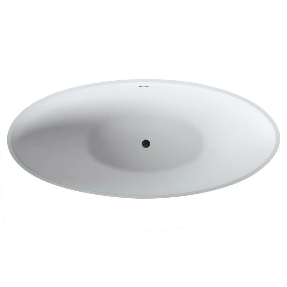 ANZZI Ala Series FT-AZ508 6.2 Ft. Man-Made Stone Center Drain Freestanding Bathtub In Matte White 2 ANZZI Ala Series FT-AZ508 6.2 Ft. Man-Made Stone Center Drain Freestanding Bathtub In Matte White - Image 2