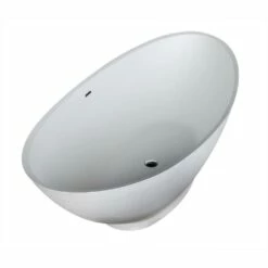 ANZZI Ala Series FT-AZ508 6.2 Ft. Man-Made Stone Center Drain Freestanding Bathtub In Matte White