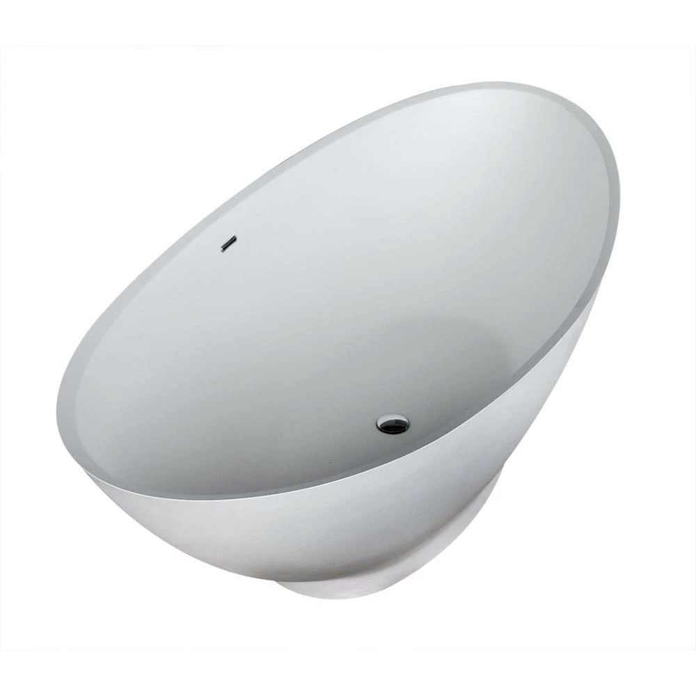 ANZZI Ala Series FT-AZ508 6.2 Ft. Man-Made Stone Center Drain Freestanding Bathtub In Matte White 1 ANZZI Ala Series FT-AZ508 6.2 Ft. Man-Made Stone Center Drain Freestanding Bathtub In Matte White