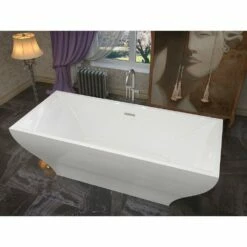 ANZZI Crema Series FT-AZ509 5.9 Ft. Man-Made Stone Center Drain Freestanding Bathtub In Matte White -Hansgrohe Shop FT AZ509 5 35b3c7b5 baee 4d3a 80ba 288ce24b936b