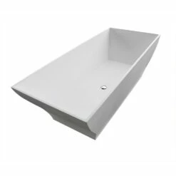 ANZZI Crema Series FT-AZ509 5.9 Ft. Man-Made Stone Center Drain Freestanding Bathtub In Matte White
