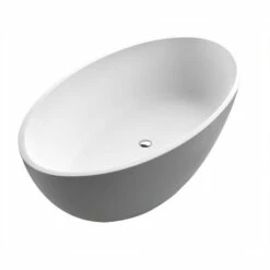 ANZZI Cestino Series FT-AZ510 5.5 Ft. Man-Made Stone Center Drain Freestanding Bathtub In Matte White