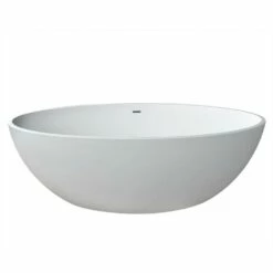 ANZZI Cestino Series 5.5 Ft. Man-Made Stone Classic Freestanding Flatbottom Non-Whirlpool Bathtub In Matte White With Freestanding Faucet -Hansgrohe Shop FT AZ510 3 2f011747 c96b 487f 8e7e 306dd39cccbf