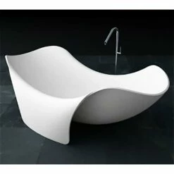 ANZZI Cielo Series FT-AZ512 6.5 Ft. Man-Made Stone Center Drain Freestanding Bathtub In Matte White 6 ANZZI Cielo Series FT-AZ512 6.5 Ft. Man-Made Stone Center Drain Freestanding Bathtub In Matte White -Hansgrohe Shop FT AZ512 3