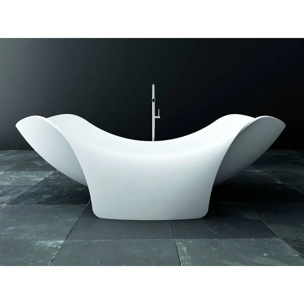 ANZZI Cielo Series FT-AZ512 6.5 Ft. Man-Made Stone Center Drain Freestanding Bathtub In Matte White 4 ANZZI Cielo Series FT-AZ512 6.5 Ft. Man-Made Stone Center Drain Freestanding Bathtub In Matte White - Image 4