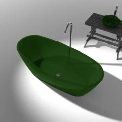 ANZZI Ember Series 5.4 Ft. Man-Made Stone Center Drain Freestanding Bathtub -Hansgrohe Shop FT AZ521 GR 3