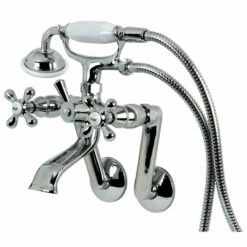 Kingston Brass Vintage Tub Wall Mount Clawfoot Tub Filler With Hand Shower