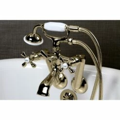 Kingston Brass Vintage Tub Wall Mount Clawfoot Tub Filler With Hand Shower 8 Kingston Brass Vintage Tub Wall Mount Clawfoot Tub Filler With Hand Shower -Hansgrohe Shop KS269PB CS
