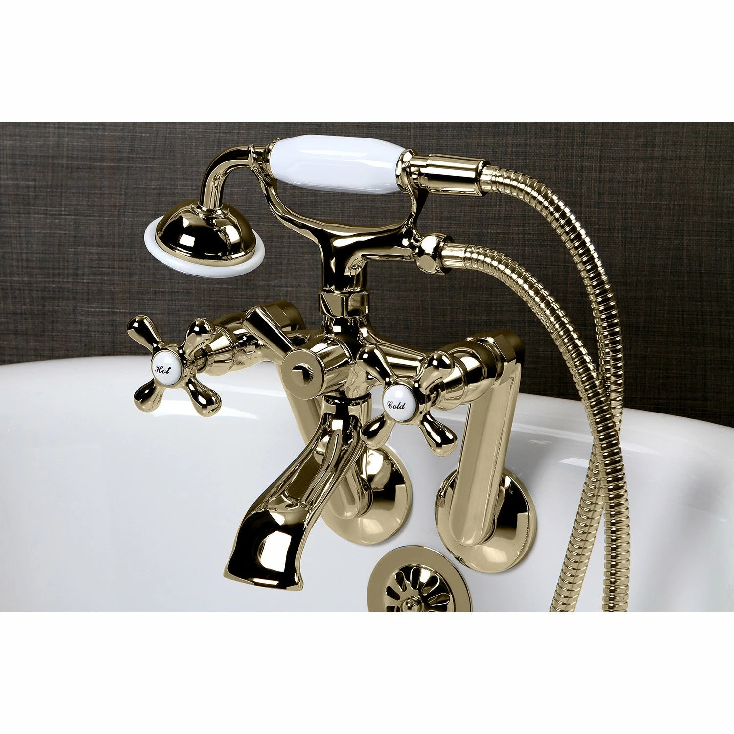 Kingston Brass Vintage Tub Wall Mount Clawfoot Tub Filler With Hand Shower 3 Kingston Brass Vintage Tub Wall Mount Clawfoot Tub Filler With Hand Shower - Image 3