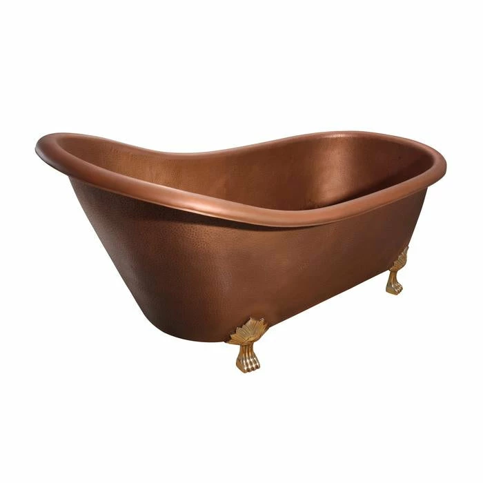 Barclay - Lawson 66" Copper Slipper Tub With Brass Feet - COTSN66-LC-PB 3 Barclay - Lawson 66" Copper Slipper Tub With Brass Feet - COTSN66-LC-PB - Image 3
