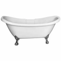 Barclay Meryl 63″ Acrylic Double Slipper Freestanding Tub – No Faucet Holes With Tap Deck
