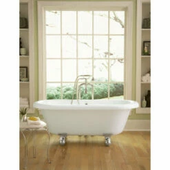 Giagni Portsmouth 60" White Dual Freestanding Tub With Drain
