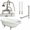 Cambridge Plumbing Cast-Iron Rolled Rim Clawfoot Tub 61" By 30" With 7" Deck Mount Faucet Drillings And Complete Polished Chrome Plumbing Package