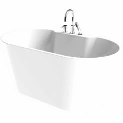 A & E Bath And Shower Retro Acrylic Small 56" Premium All-in-One Freestanding Oval Tub Package