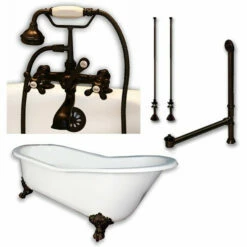 Cambridge Plumbing Cast Iron Slipper Clawfoot Tub 61" X 30" With 7" Deck Mount Faucet Drillings And Complete Plumbing Package 5 Cambridge Plumbing Cast Iron Slipper Clawfoot Tub 61" X 30" With 7" Deck Mount Faucet Drillings And Complete Plumbing Package -Hansgrohe Shop ST61 463D 2 PKG ORB 7DH
