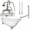 Cambridge Plumbing Cast Iron Slipper Clawfoot Tub 67" By 30" With 7" Deck Mount Faucet Drillings And Faucet Complete Polished Chrome Plumbing Package