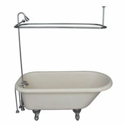Barclay TKADTR60-BCP5 Anthea 60″ Acrylic Roll Top Tub Kit In Bisque – Polished Chrome Accessories