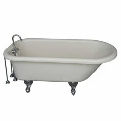 Barclay TKADTR60-BCP9 Anthea 60″ Acrylic Roll Top Tub Kit In Bisque – Polished Chrome Accessories