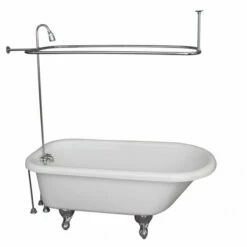 Barclay TKADTR67-WCP3 Asia 67″ Acrylic Roll Top Tub Kit In White – Polished Chrome Accessories