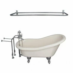 Barclay TKADTS60-BCP5 Fillmore 60″ Acrylic Slipper Tub Kit In Bisque – Polished Chrome Accessories
