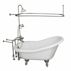 Barclay TKADTS60-WBN4 Fillmore 60″ Acrylic Slipper Tub Kit In White – Brushed Nickel Accessories