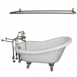 Barclay TKADTS60-WBN6 Fillmore 60″ Acrylic Slipper Tub Kit In White – Brushed Nickel Accessories