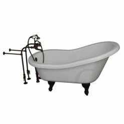 Barclay TKADTS60-WORB2 Fillmore 60″ Acrylic Slipper Tub Kit In White – Oil Rubbed Bronze Accessories