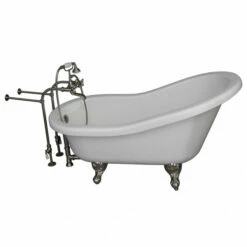 Barclay TKADTS67-WBN2 Isadora 67″ Acrylic Slipper Tub Kit In White – Brushed Nickel Accessories