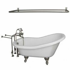 Barclay TKADTS67-WBN6 Isadora 67″ Acrylic Slipper Tub Kit In White – Brushed Nickel Accessories