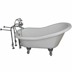Barclay TKADTS67-WCP2 Isadora 67″ Acrylic Slipper Tub Kit In White – Polished Chrome Accessories