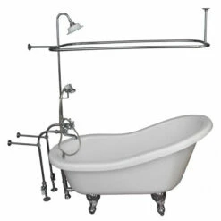 Barclay TKADTS67-WCP4 Isadora 67″ Acrylic Slipper Tub Kit In White – Polished Chrome Accessories