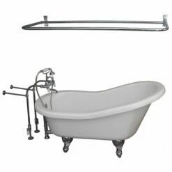 Barclay TKADTS67-WCP5 Isadora 67″ Acrylic Slipper Tub Kit In White – Polished Chrome Accessories