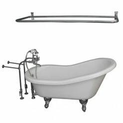 Barclay TKADTS67-WCP6 Isadora 67″ Acrylic Slipper Tub Kit In White – Polished Chrome Accessories